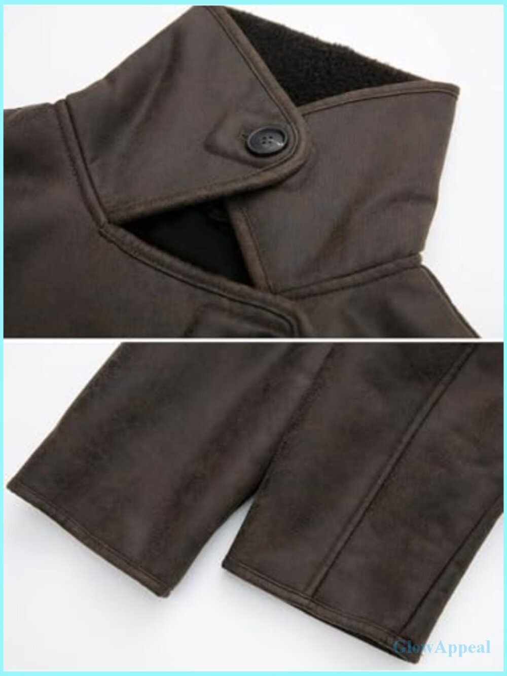 Oversized Faux Leather Jacket Sherpa Lined Winter Coat Moto Biker Style - Picture 6 of 7